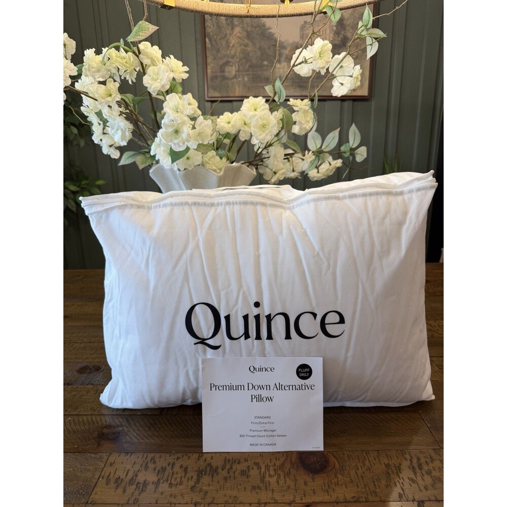 Quince Premium Down Alternative Pillow Standard Firm / Extra Firm NWT $49.90